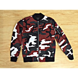 Áo khoác kaki bomber camo 3 màu xanh,đỏ,trắng đen