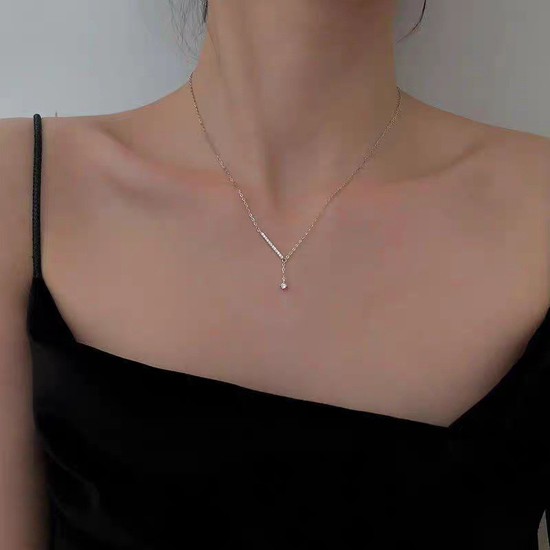 Dây chuyền nữ mạ bạc 925 cao cấp chính hãng mảnh sang trọng trang sức CINLA DC005