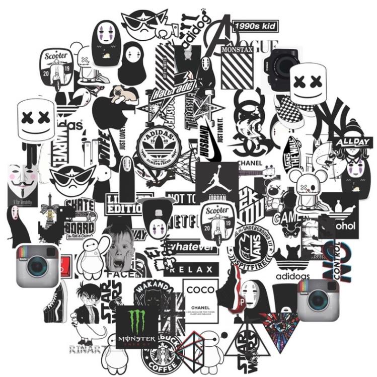 (S71) Bộ 100 sticker graffiti hình ảnh cá tính dùng để trang trí điện thoại di động/ván trượt/vali không để lại dấu keo