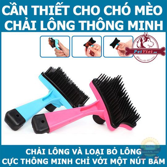 Dụng cụ lược cào lông rụng matxa thú cưng chó mèo nút bấm tự làm sạch PET KING TC09SP2