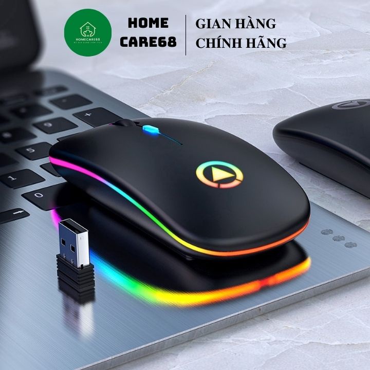 Chuột máy tính⚡BẢO HÀNH 1 ĐỔI 1⚡ chuột không dây đèn led, siêu chống ồn, chức năng 𝐏𝐈𝐍 𝐒𝐀̣𝐂, thiết kế mỏng nhẹ