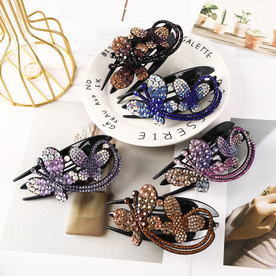 Kẹp Tóc Hình Bướm / Vịt Đính Đá Pha Lê Phong Cách Hàn Quốc