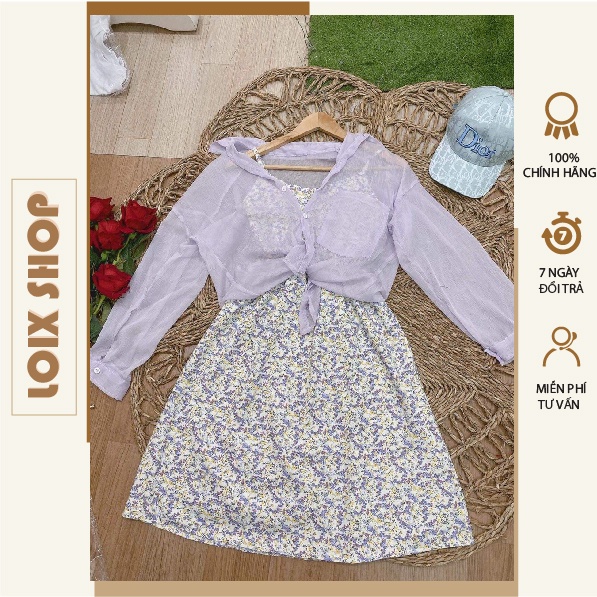 Set bộ váy hoa nhí mix sơ mi LOIX mã 967