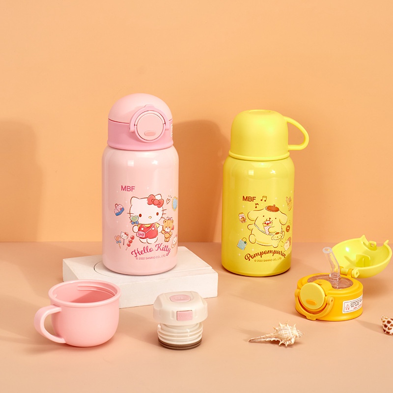Hello Kitty Bình nước giữ nhiệt 3D Cao Cấp 500ml Có Ống Hút Nước Cho Bé, tặng kèm ca và nắp giữ nhiệt!
