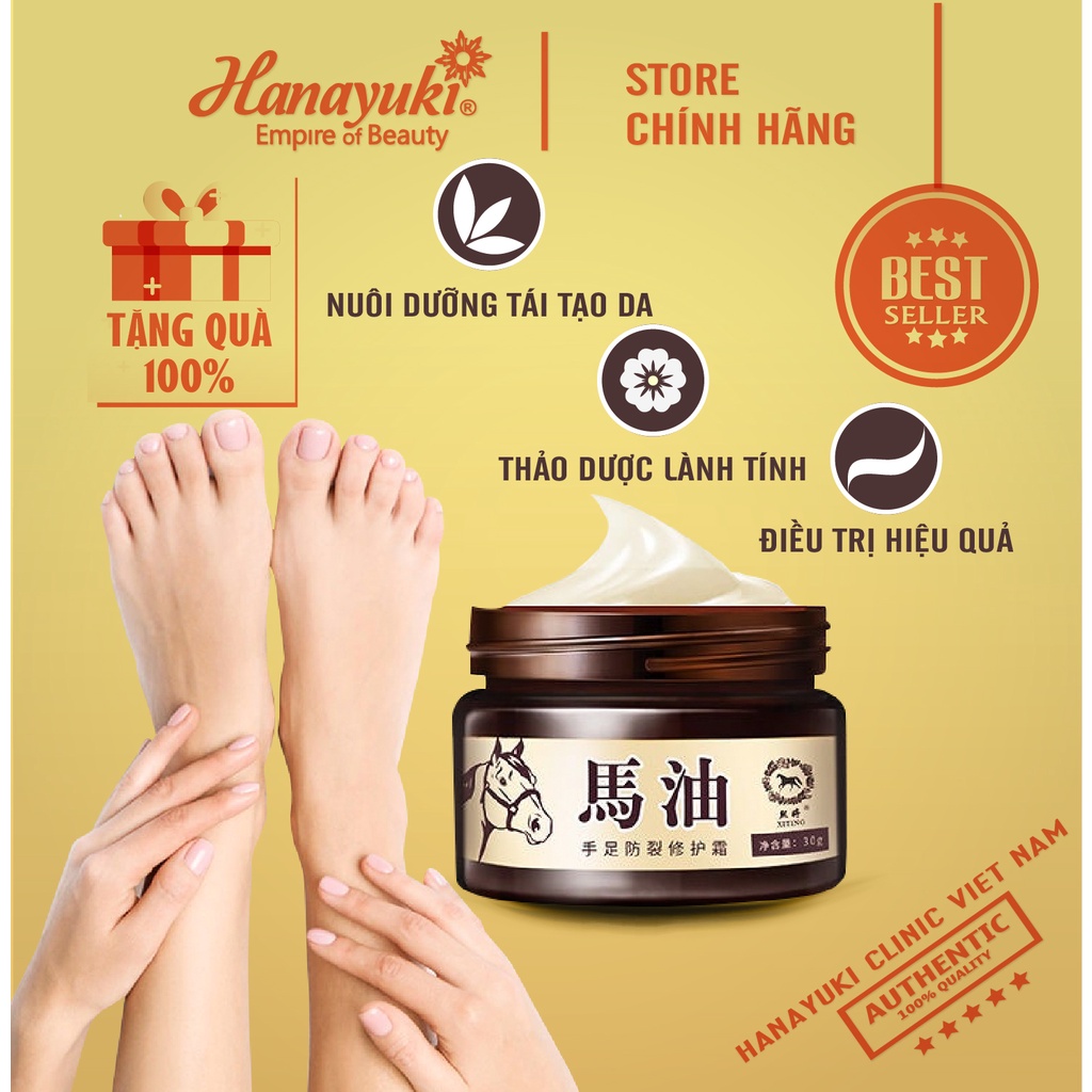 Sỉ- Kem tinh dầu ngựa bôi da giảm bong da tay, chống nứt nẻ da gót chân hiệu quả chính hãng 30g - Hanayuki Asia