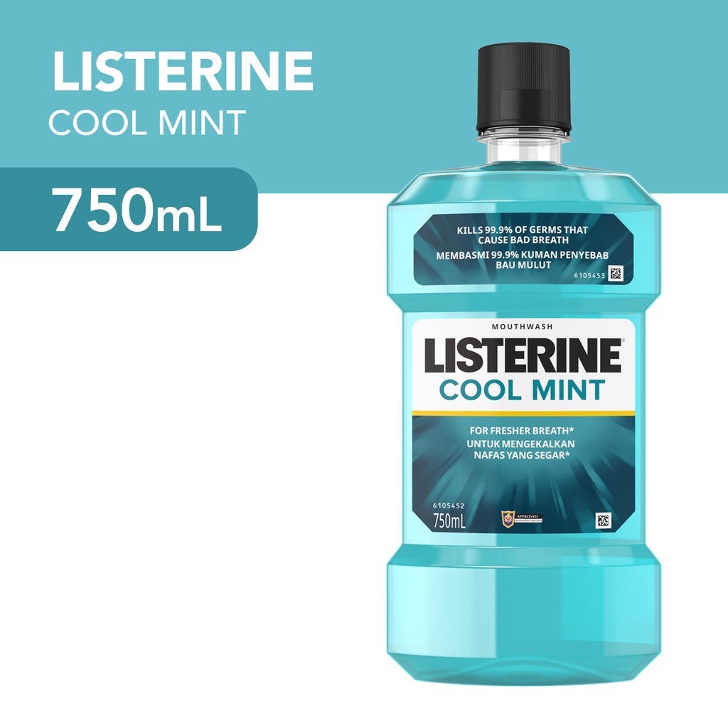 Combo 2 chai nước súc miệng Listerine Cool Mint diệt khuẩn giữ hơi thở thơm mát 750ml
