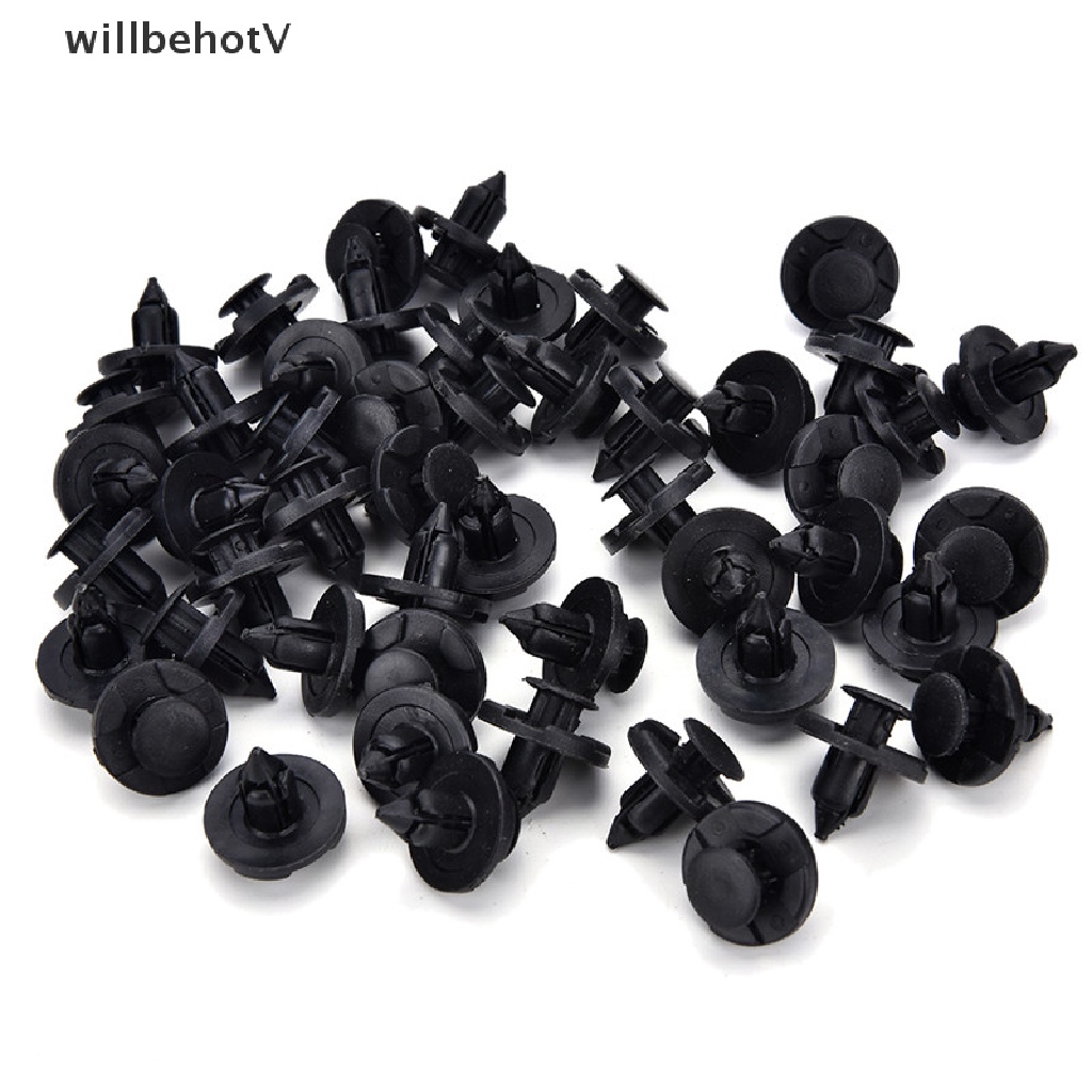 Set 50 Đinh Tán Nhựa 8mm Màu Đen Chuyên Dụng Cho Xe Hơi Fender