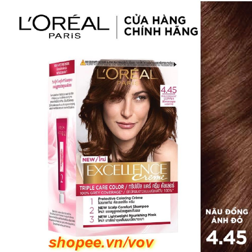 Thuốc nhuộm tóc #4.45 Loreal Excellence Creme (Nâu Đồng Ánh Đỏ) 100% chính hãng, vov cung cấp & bảo trợ.