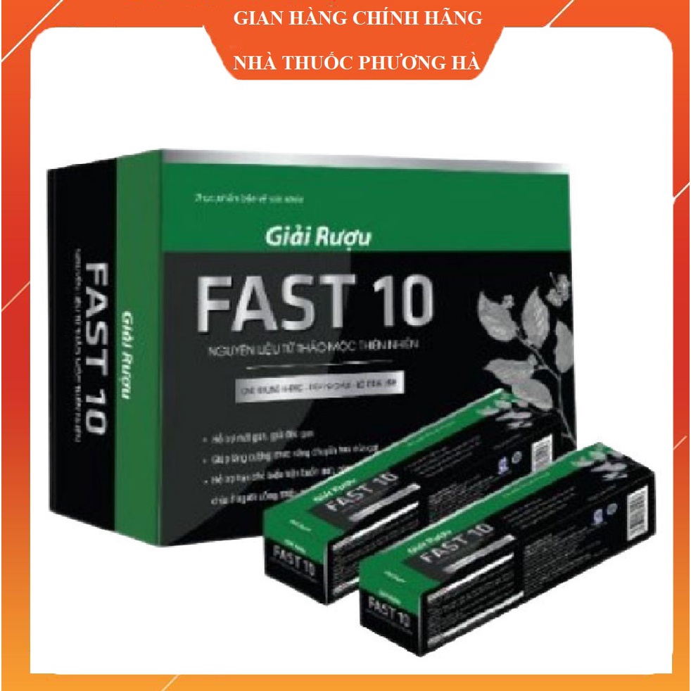Nước uống thảo mộc giải rượu Fast 10. Hộp 4 gói. Giúp mát gan, giảm biểu hiện khó chịu ở người uống nhiều rượu bia.