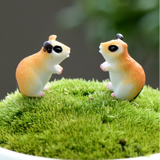 Combo đôi chuột hamster bear nhỏ xinh thích hợp trang trí tiểu cảnh, bonsai, móc khóa, DIY