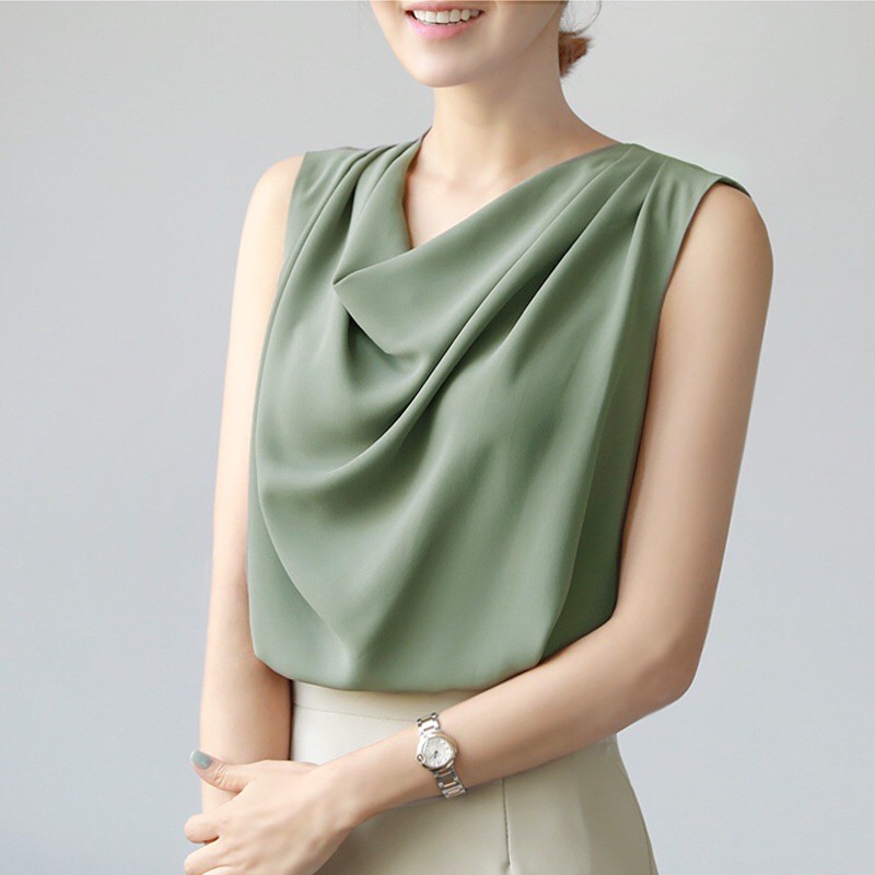 🌸Áo cổ đổ sát nách chất lụa đẹp cao cấp có full màu B541
