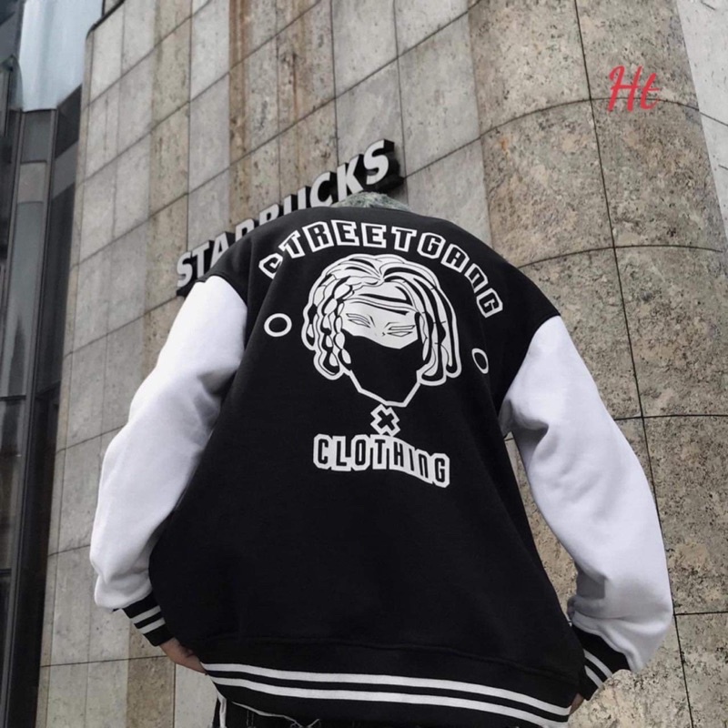 Áo bom ber phối tay KT STRE cúc bấm H2