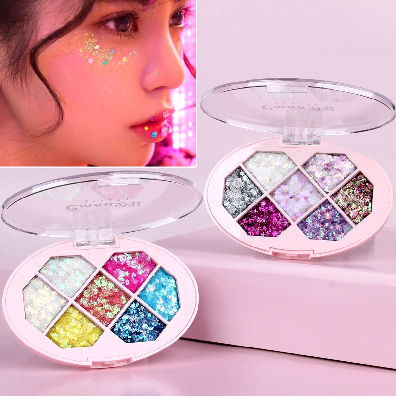 7Colors Eyeshadow Shimmer Sequins Palette/ Face Jewels Shiny Pigment Eye Shadow/ Eye Makeup Cosmetic