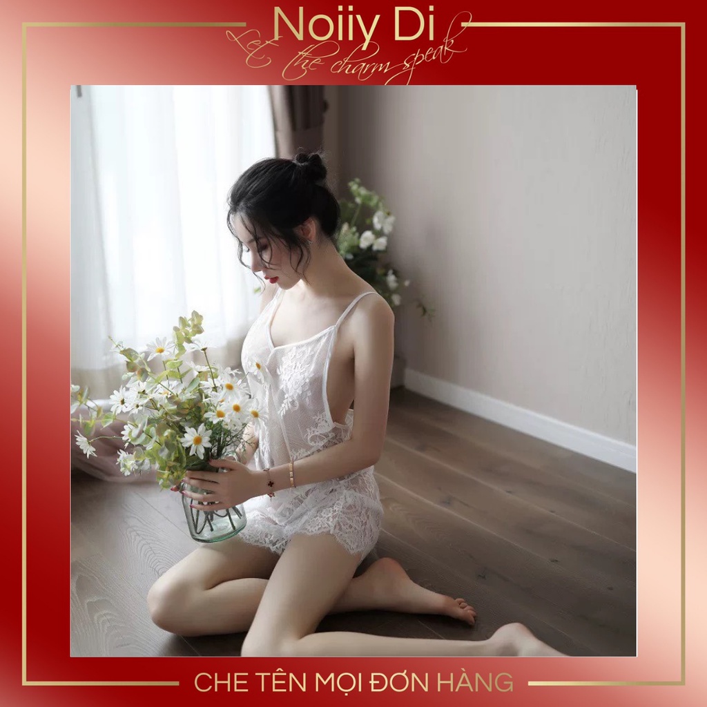 Đồ Ngủ Sexy Ren Mềm Hoạ Tiết Hoa Sang Trọng, Váy Ngủ Gợi Cảm Xuyên Thấu Hai Dây Hở Lưng. Tặng Chip Siêu Đẹp. 012