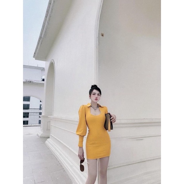 Đầm Body Tay Phồng Cách Điệu