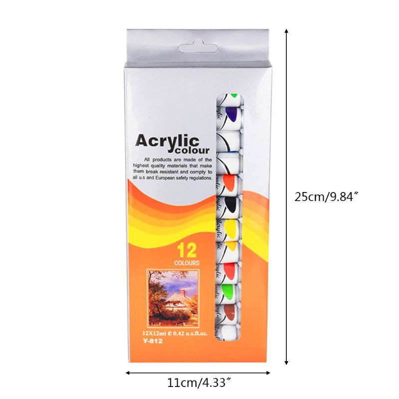 Bộ 12 Tuýp Màu Vẽ Acrylic 12ml Chuyên Nghiệp