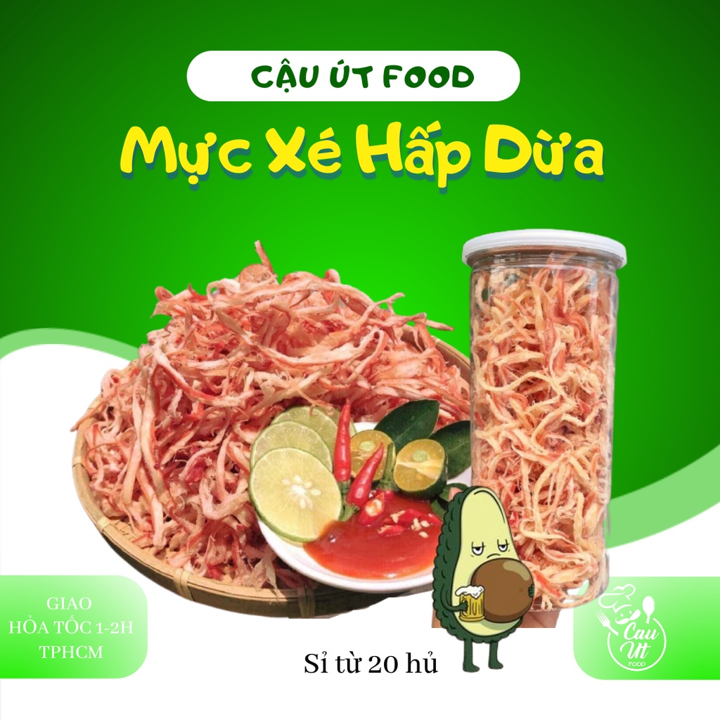 Đồ ăn vặt ngon Mực xé nước dừa Cậu Út Food