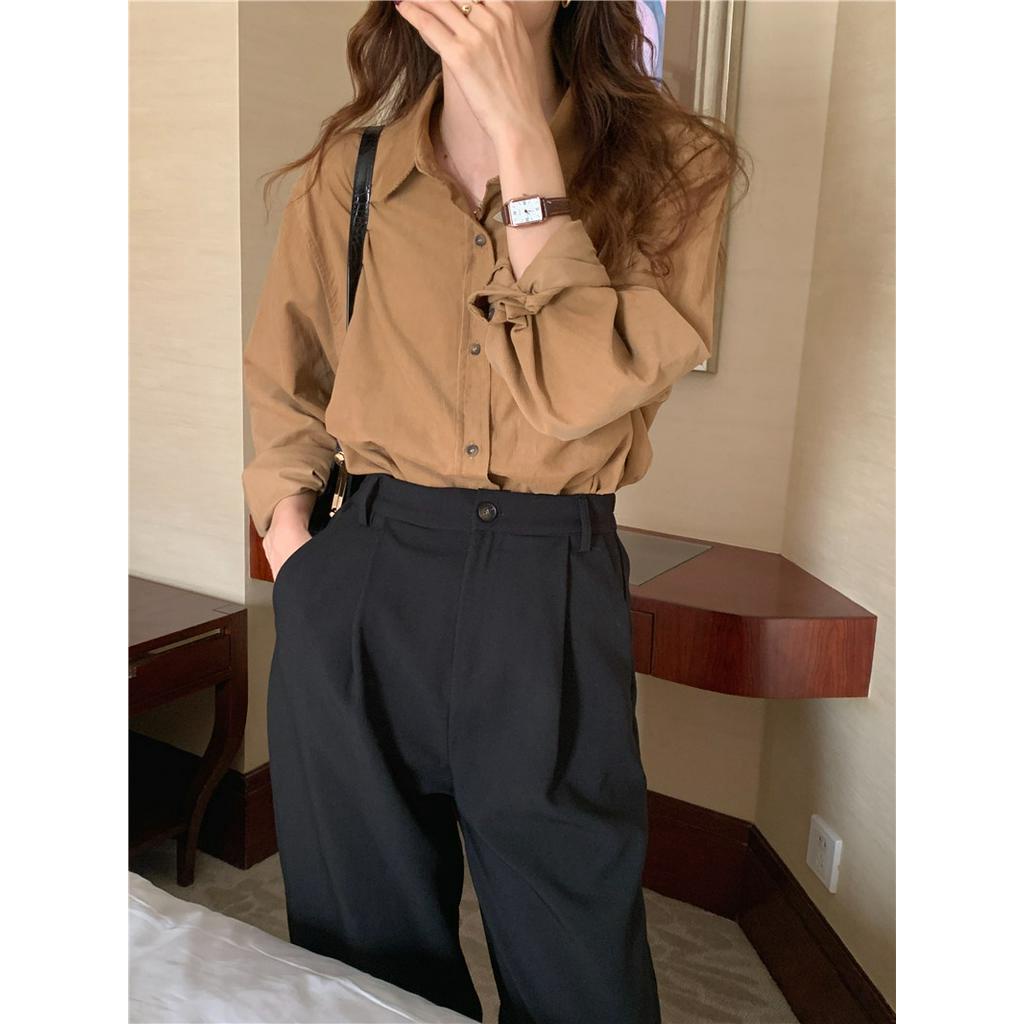 Áo Sơ Mi Dài Tay Trơn Màu Sắc Xinh Xắn Dễ Phối Đồ 47459