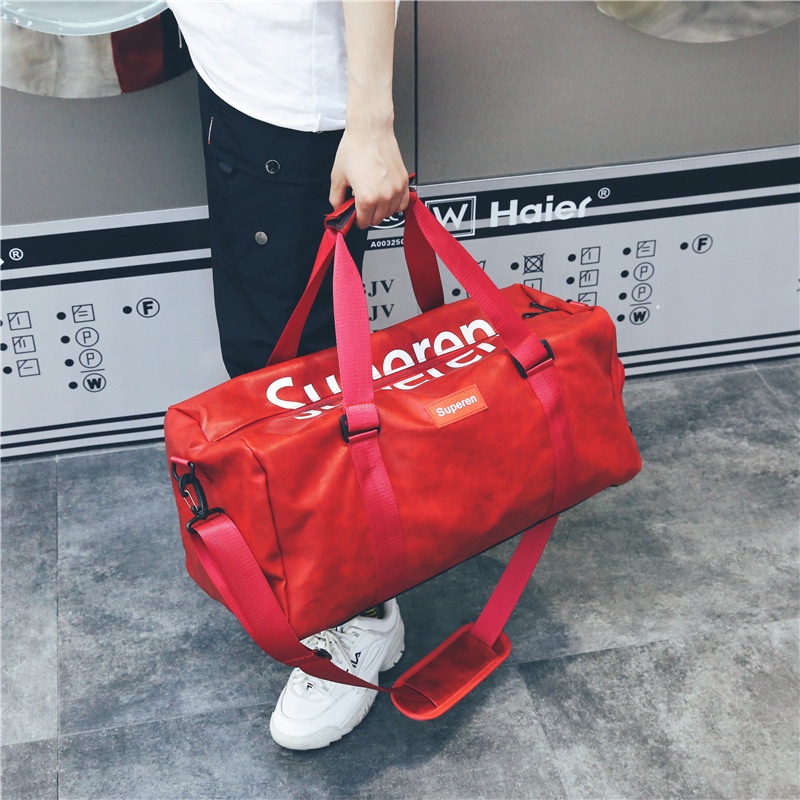 Túi Da PU Đựng Hành Lý Du Lịch Gọn Nhẹ In Chữ Phong Cách Thể Thao Dành Cho Nam Và Nữ