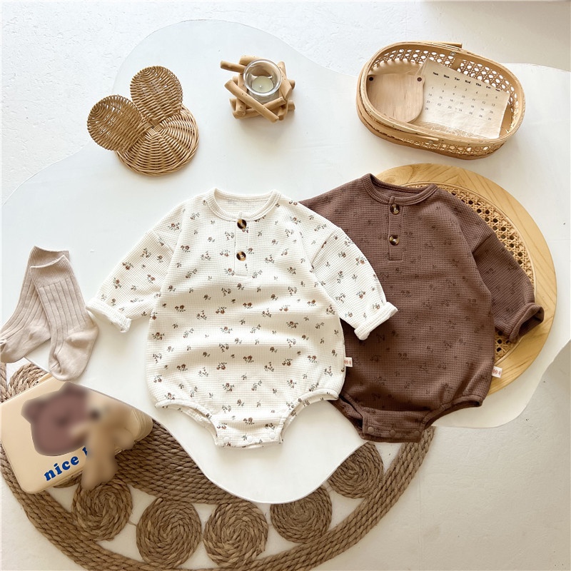 Bộ Áo Liền Quần Tam Giác Vải Cotton Họa Tiết Kẻ Sọc Thiết Kế Dễ Thương Cho Bé Từ 0-2 Tuổi