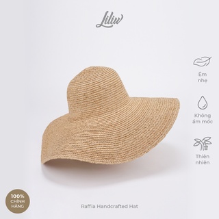 Nón cói chóp tròn vành lớn làm từ sợi Raffia - Nón đi biển