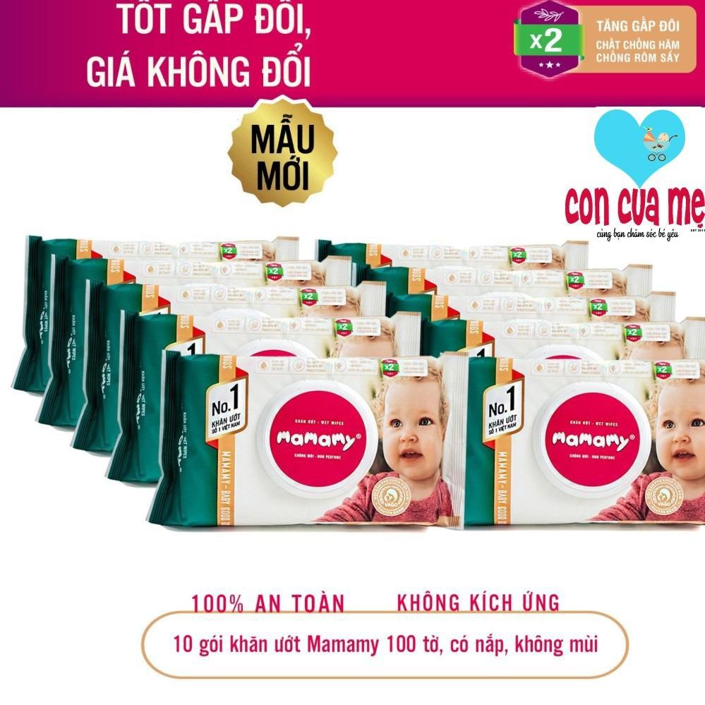 Bộ 8 gói giấy ướt không mùi Mamamy có nắp gói 100 tờ