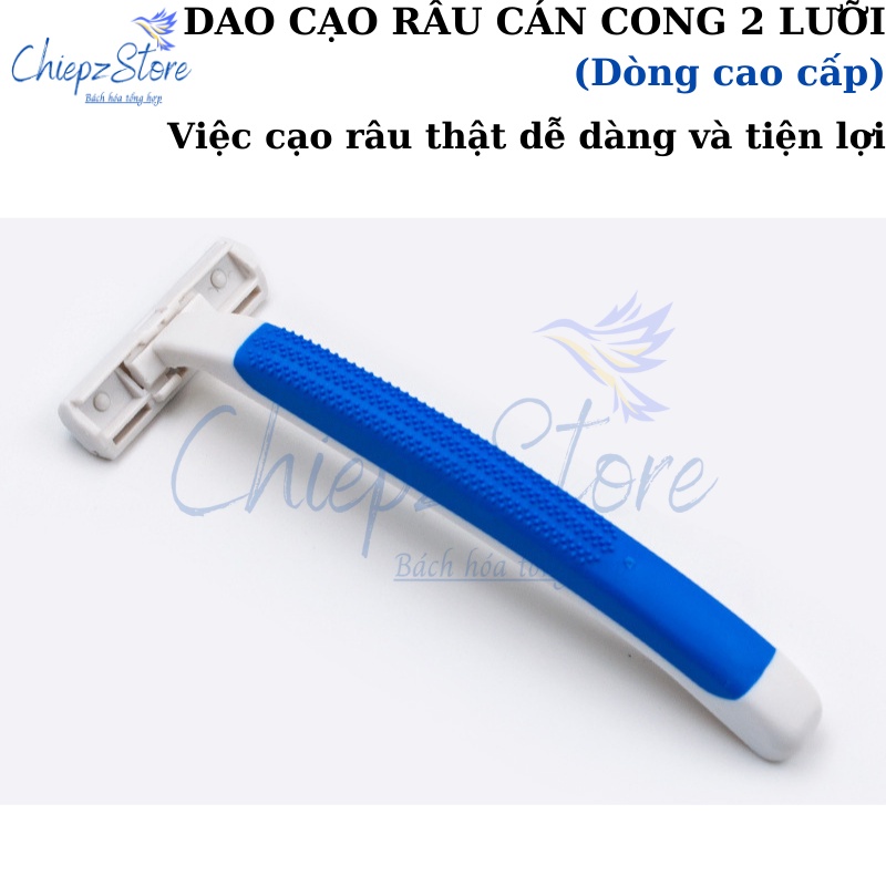 Dao cạo râu cán cong thép không rỉ kết hợp dãi bôi trơn 2 lưỡi