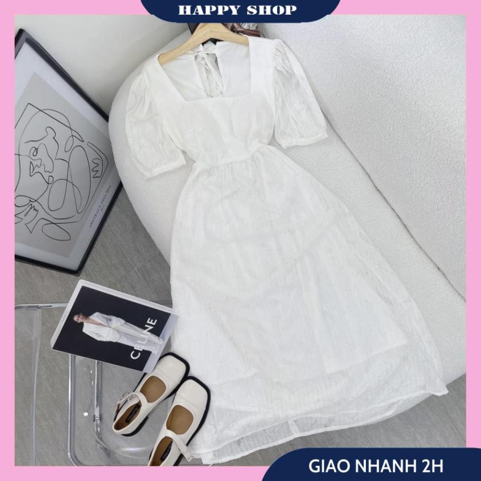 Váy Xòe Trắng Dài, Đầm Midi Nữ Dáng Xòe Hoa Nổi Tay Bồng Ngắn Cut Out Nơ Lưng Chất Vải Mịn Mát Xinh Xắn Nổi Bật Cho Bạn | BigBuy360 - bigbuy360.vn
