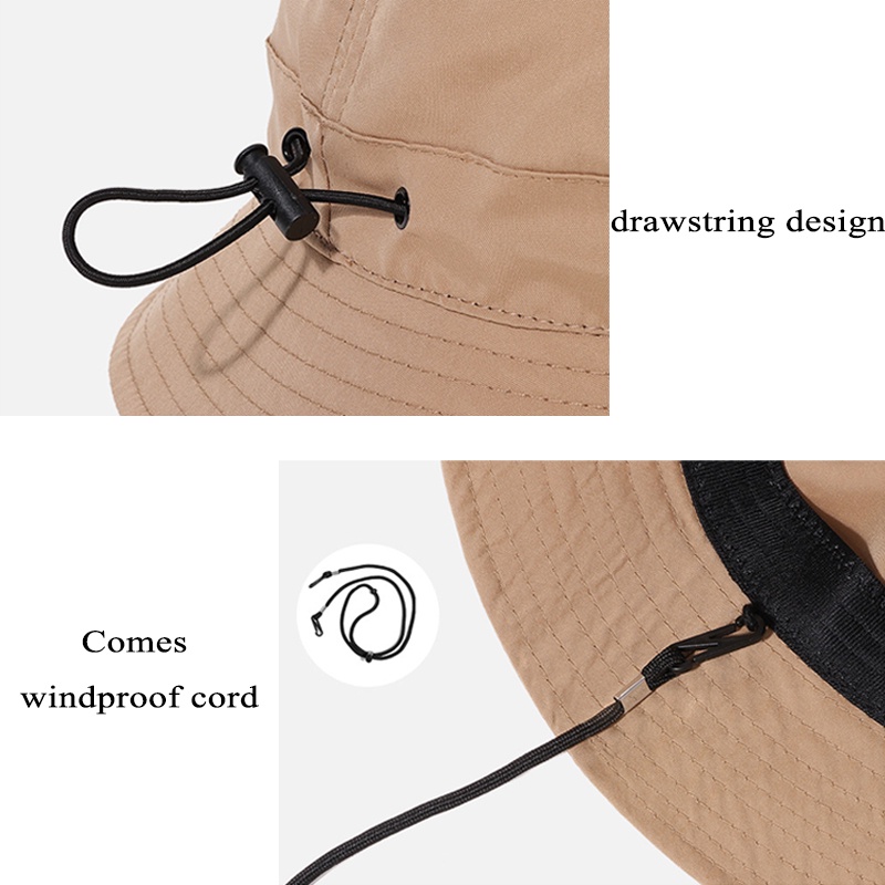 Mũ Bucket Dây Rút Thoáng Khí Nhanh Khô Chống Thấm Nước Thời Trang Đi Biển Cho Nam Và Nữ