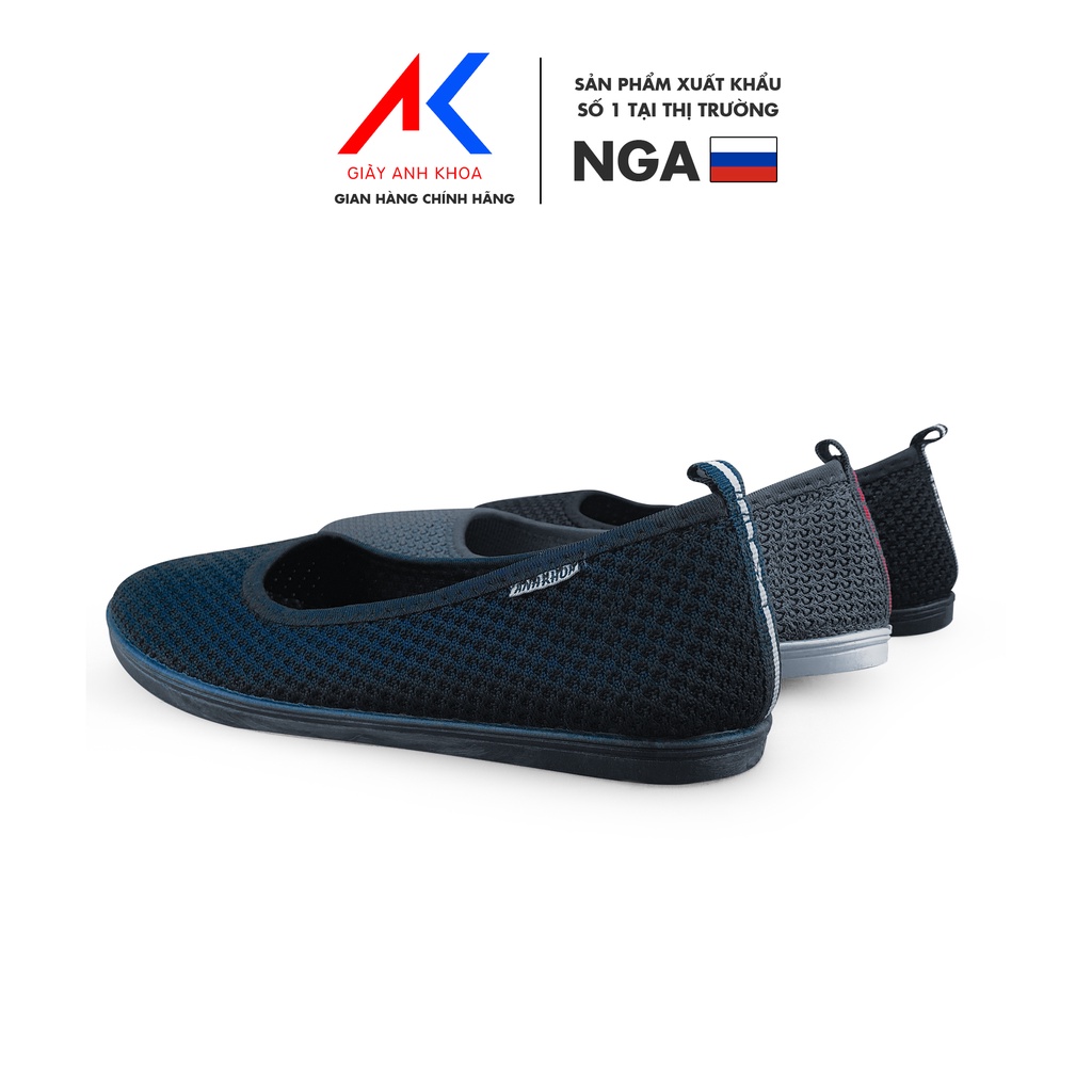 Giày lười nữ không dây, giày slip on nữ cá tính chất liệu vải dệt Knit thoáng mát ANH KHOA 85LEN