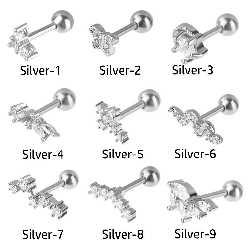 NEXTVN Khuyên Xỏ Cơ Thể Đính Đá Zircon Hình Trăng Sao Màu Sắc Vàng / Bạc Phong Cách Punk Cho Nữ