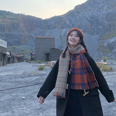 Khăn choàng cổ NZN hai mặt họa tiết kẻ sọc thời trang mùa đông cho nữ