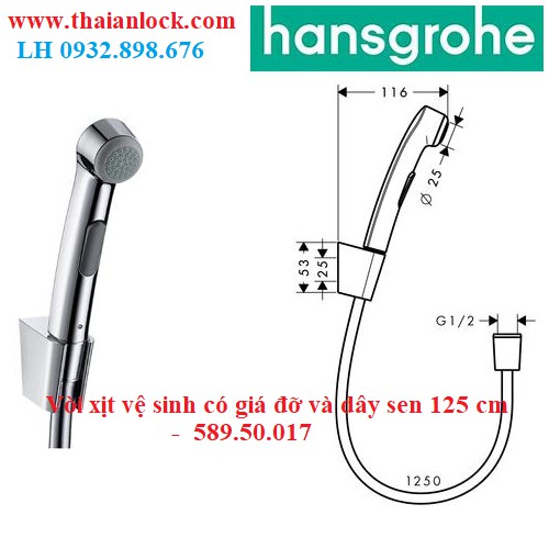 Vòi xịt vệ sinh có giá đỡ và dây sen 125 cm - 589.50.017