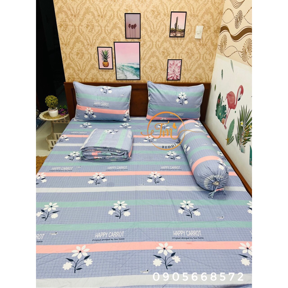 Chăn ga 100% coton chuẩn 5 món kèm chăn chần gòn sang trọng.