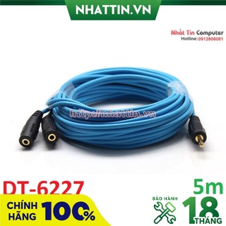 Cáp chia 2 cổng audio 3.5mm dài 5m dtech dt-6227 chính hãng