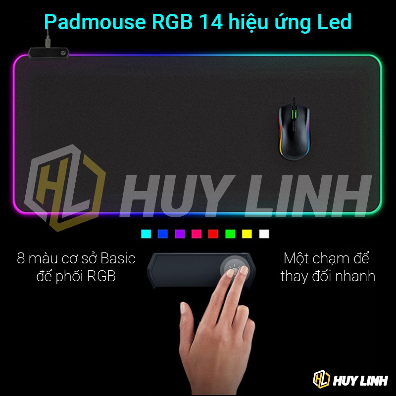 Thảm Lót chuột LED RGB chống nước cực đẹp, 14 Backlighting USB Powered Plug and Play for Games Office HL127