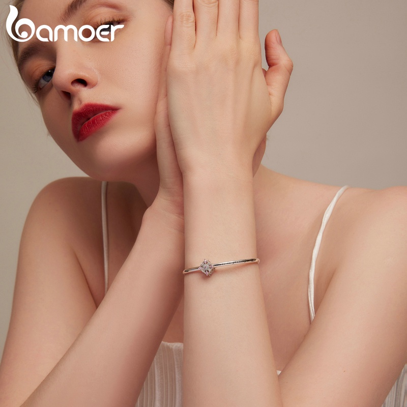 Vòng tay bạc 925 BAMOER phối hạt phong cách vintage quyến rũ thời trang nữ