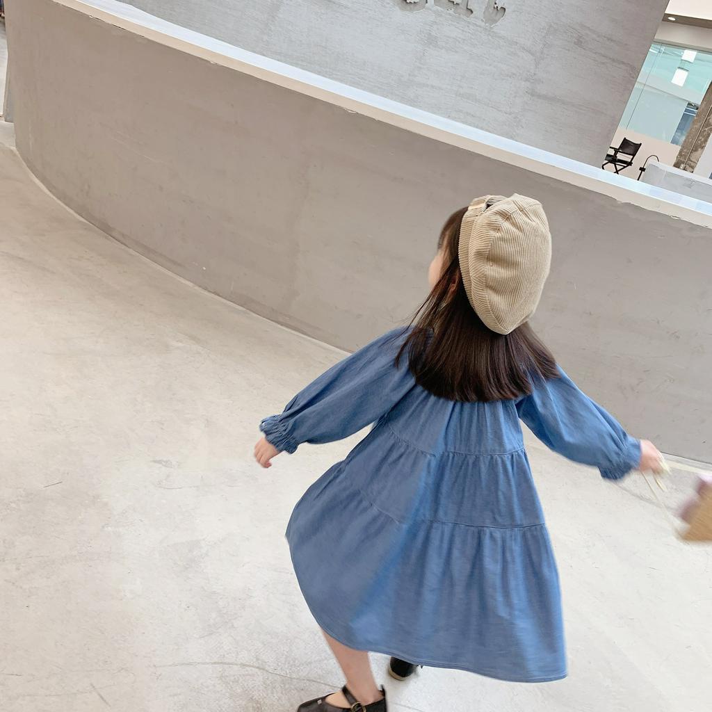 Đầm Tay Dài Phong Cách Hàn Quốc Cho Bé Gái