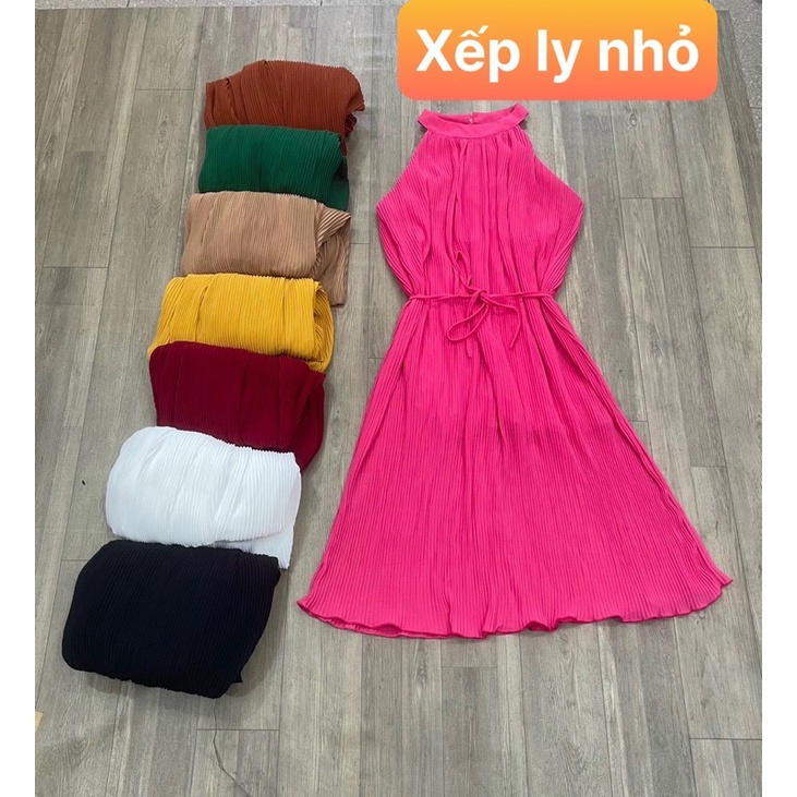 Đầm maxi dập ly cổ yếm siêu đẹp hình thật đủ màu | BigBuy360 - bigbuy360.vn