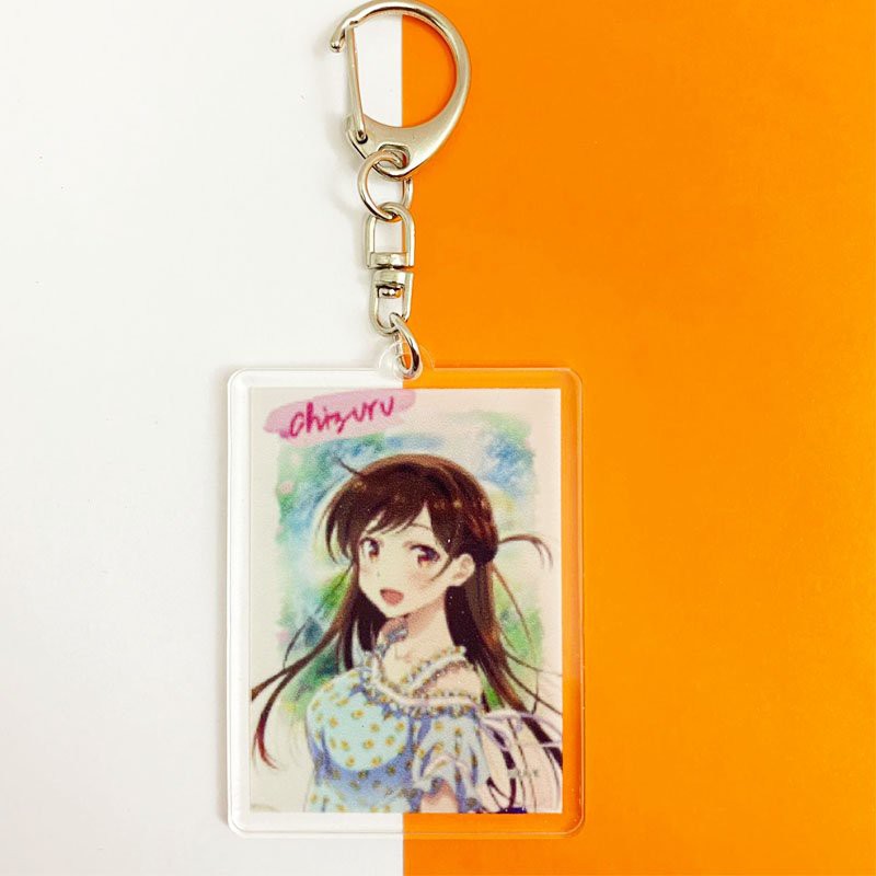 ( Mica trong acrylic) Móc khóa in hình Kanojo, Okarishimasu - Dịch Vụ Thuê Bạn Gái ver VUÔNG anime chibi