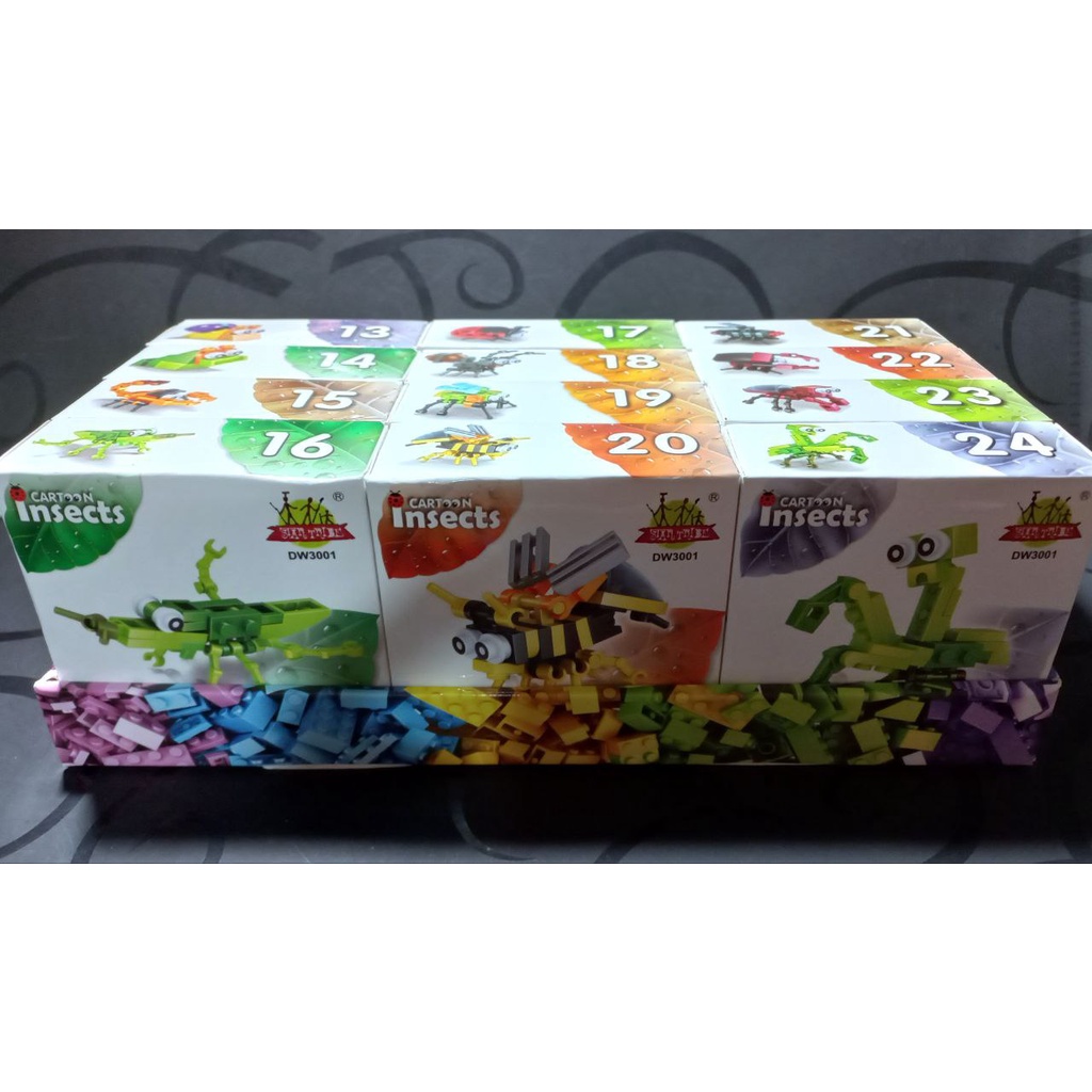 Bộ Xếp Hình Mini Con Côn Trùng, Lắp Ráp Thế Giới Động Vật, Bộ 24 Mẫu 20+PCS 07024