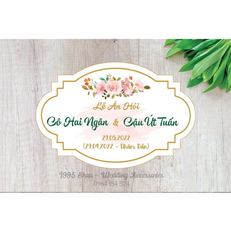 Bảng treo gia tiên đám cưới, bảng tên cô dâu chú rể