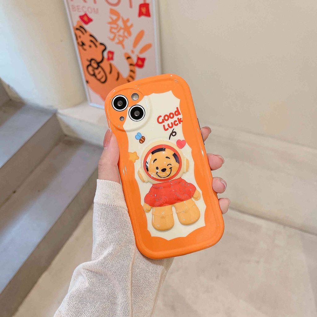Ốp Điện Thoại IMD Họa Tiết Gấu Winnie Phi Hành Gia 3D Cho IPhone 13Pro Max Xr 11 12 Pro Max