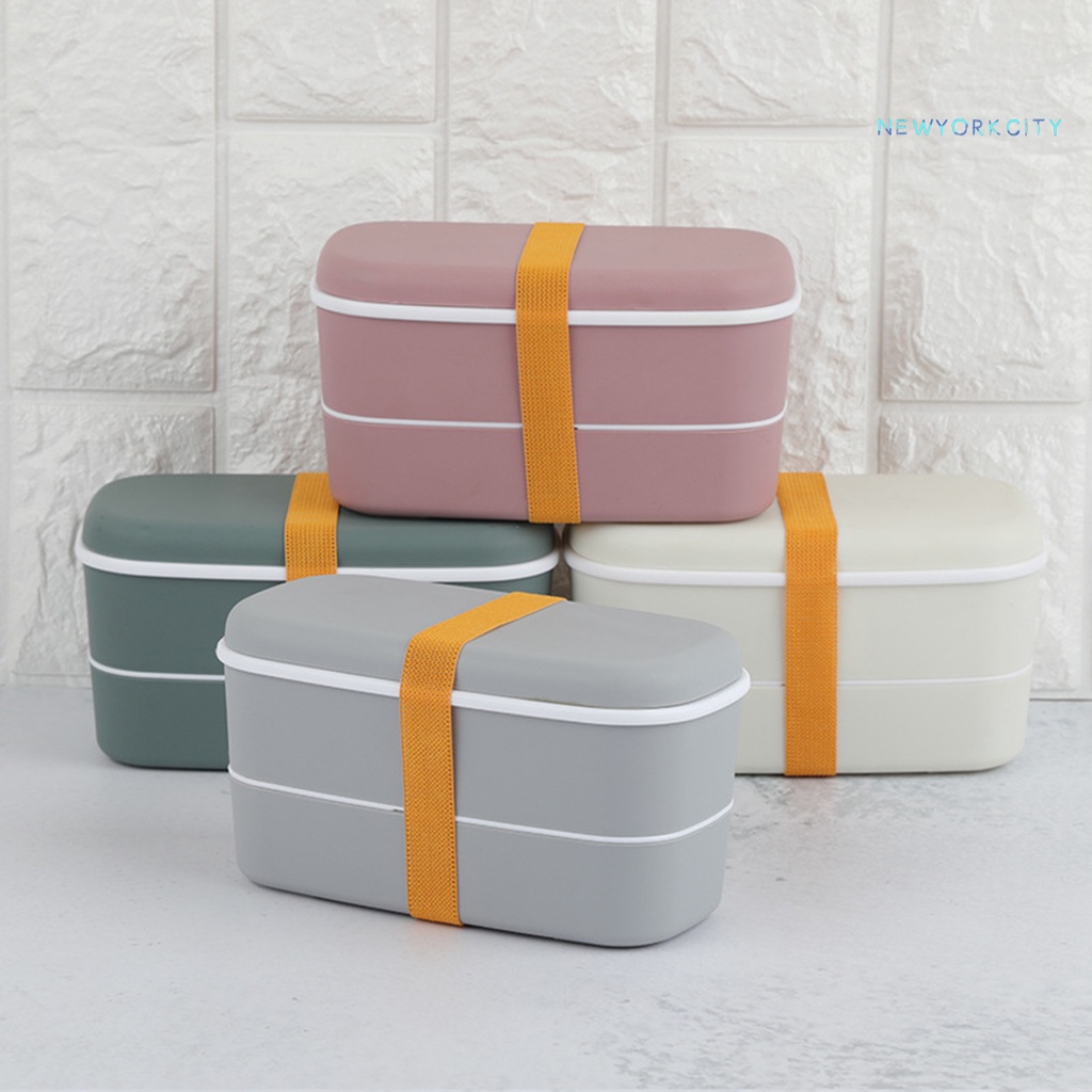 Hộp Đựng Cơm Trưa 2 Tầng Bằng Nhựa Pp Có Thể Dùng Trong Lò Vi Sóng Kèm Đũa