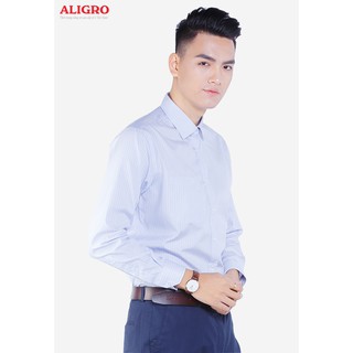 Áo sơ mi nam dài tay aligro cổ bẻ dáng ôm body 100% chất cotton alg1001