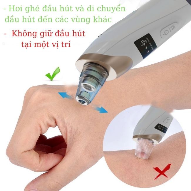 [Hút Mạnh] Máy Hút Mụn Cám, Đầu Đen Spa Cầm Tay Mini Sạc Pin Màn Hình LED Với 3 Chế Độ 5 Đầu Hút