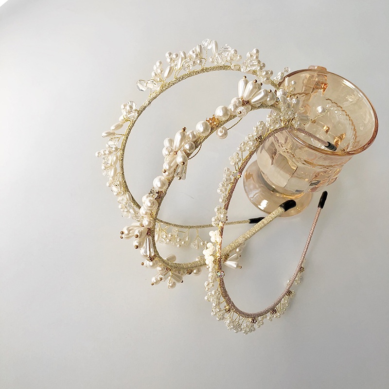 Băng Đô Cài Tóc Hình Hoa Đính Ngọc Trai Nhân Tạo Thời Trang Cho Cô Dâu