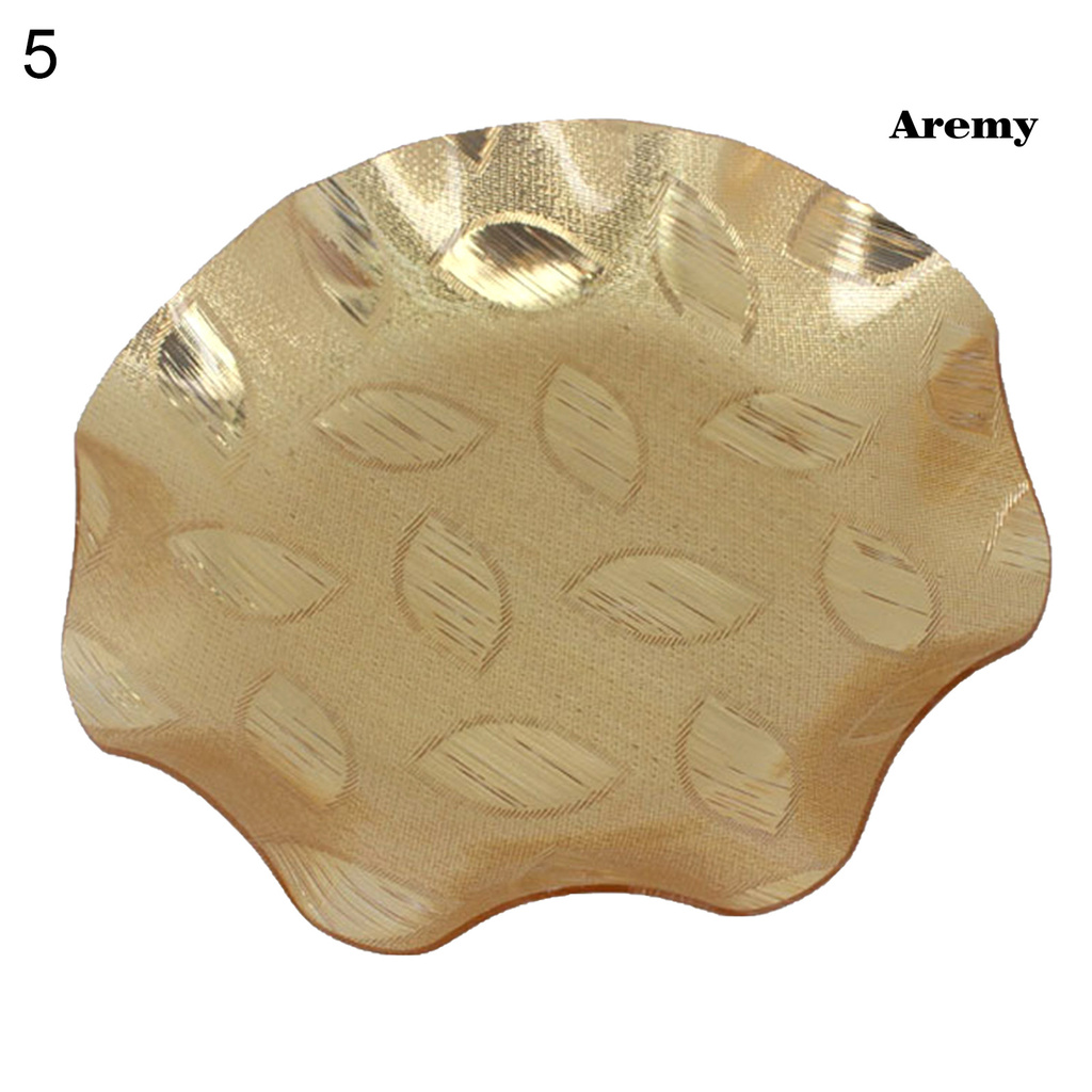 AREM Fruit Tray Leaf Pattern Well-designed Golden Color Jewelry Trinket Dish for Fruit
