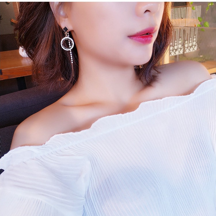 Bông Tai Dáng Dài Đính Đá Hình Trái Tim Thời Trang 2022