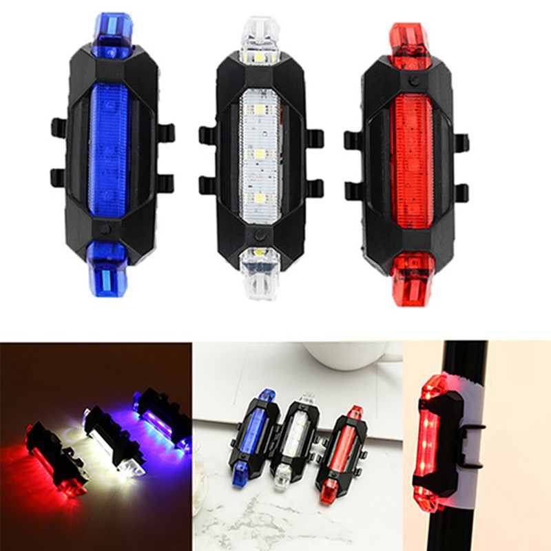 Đèn Báo Hiệu Gắn Đuôi Xe Đạp 5 Led Usb Có Thể Sạc Được